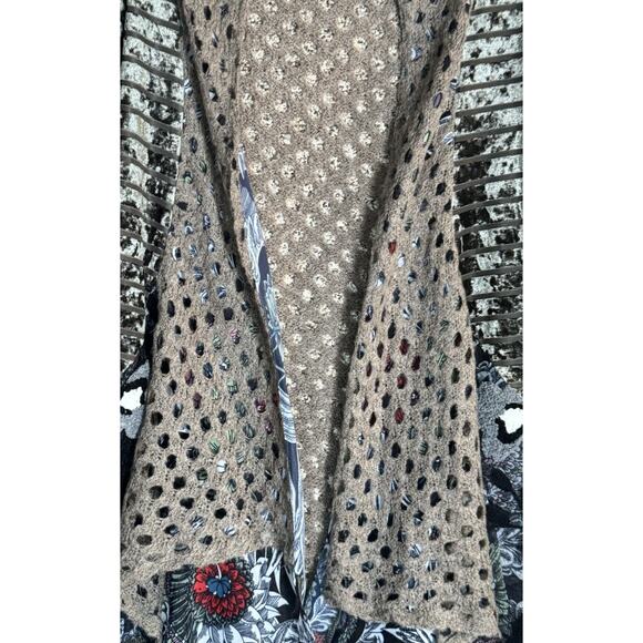 Aris. A Mixed Media Velvet Lagenlook Boho Artsy Patchwork Cardigan Duster Sz L - Picture 3 of 8
